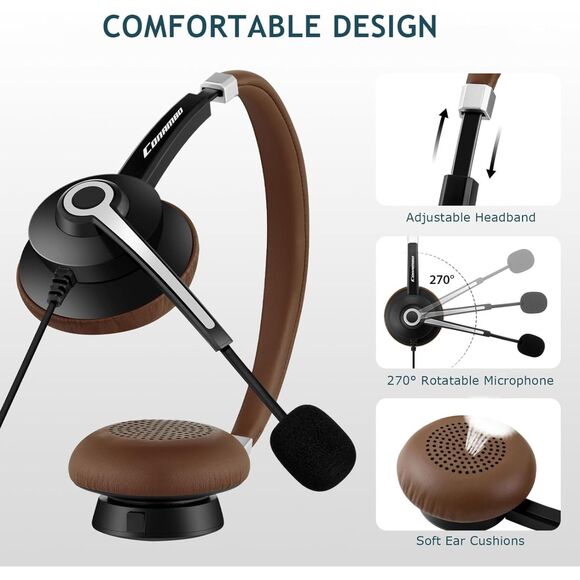 USB Wired Headset with Microphone for PC Laptop, Professional Computer Headset - Picture 2 of 7